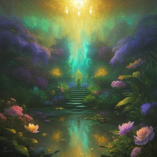 Wizard in Ethereal Garden: Impressionist Fantasy Art