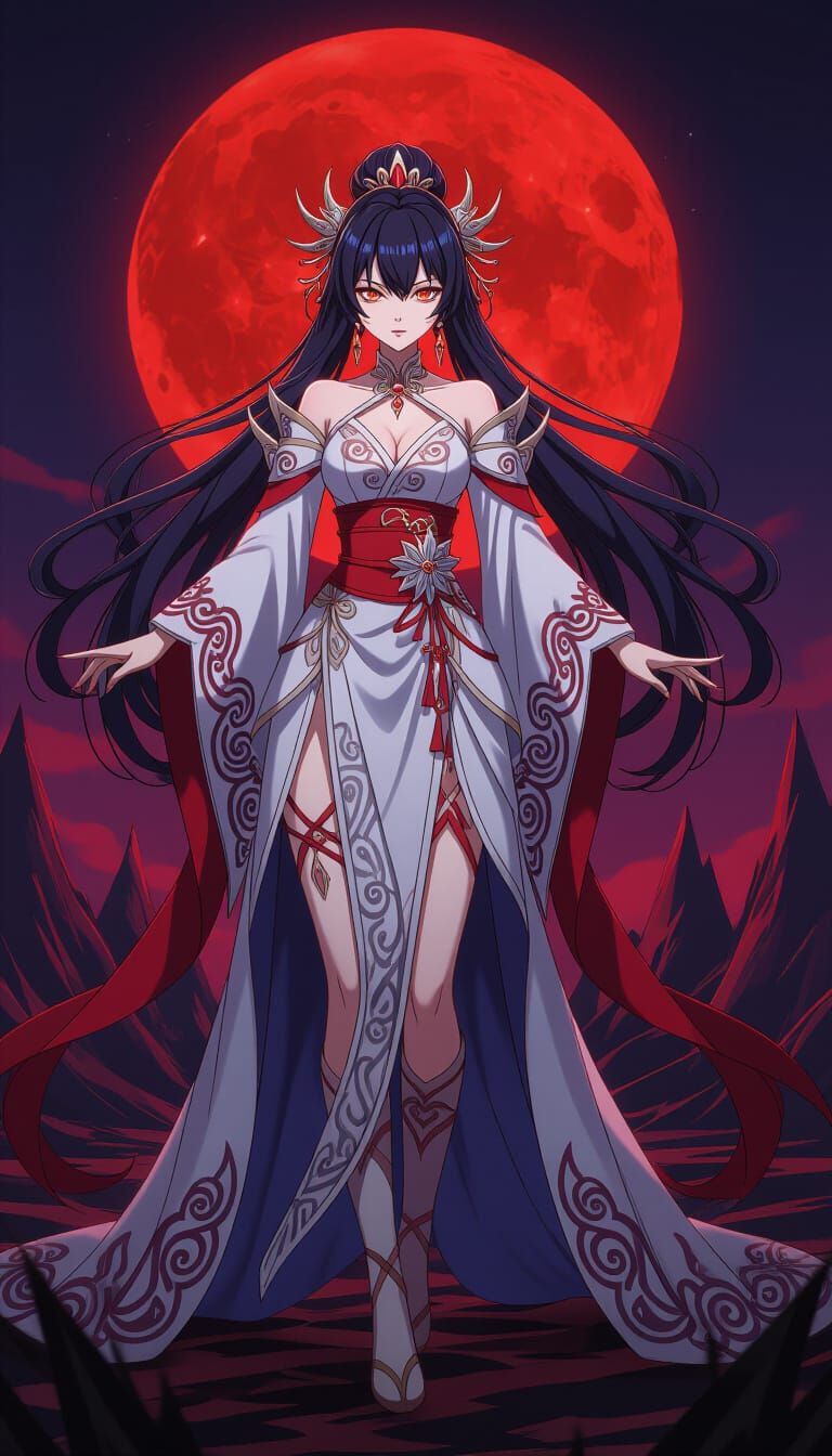 Dark Fantasy Goddess in Anime Style