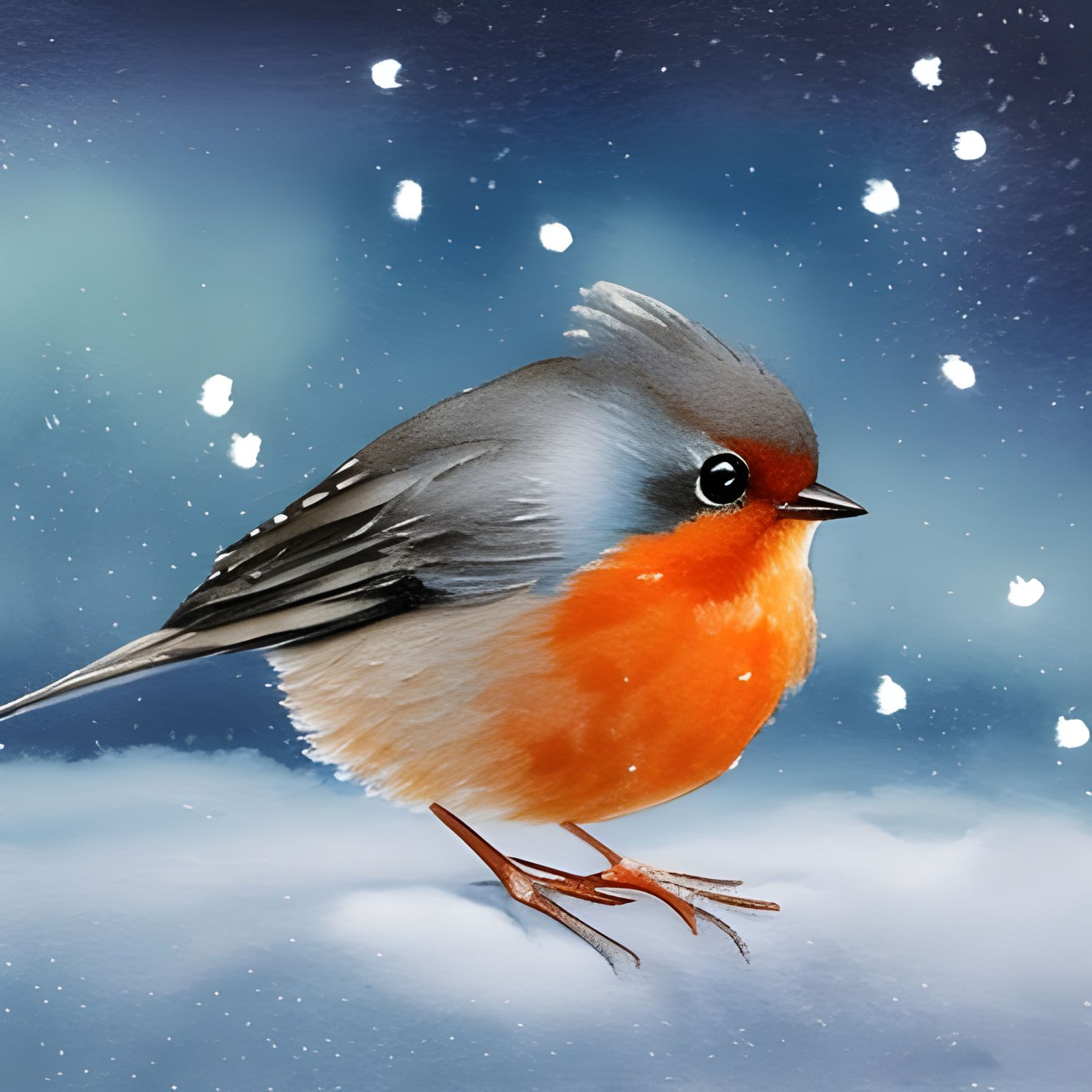Watercolor Robin in Winter Wonderland