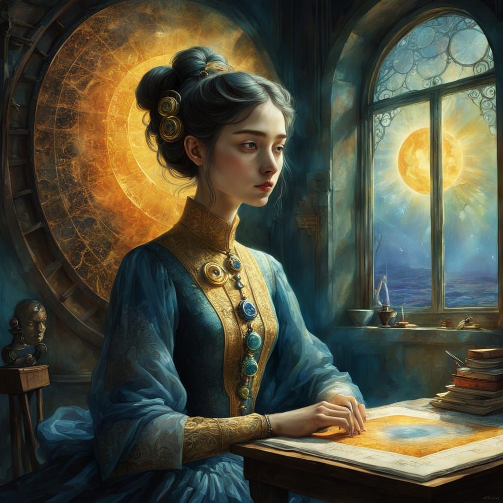 Serene Solar Punk Artist Lost in Ethereal Light