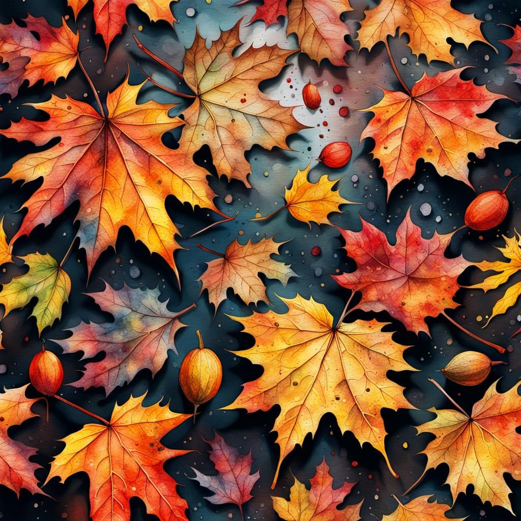 Hyperrealistic Watercolour Autumn Ink Splatter in HDR