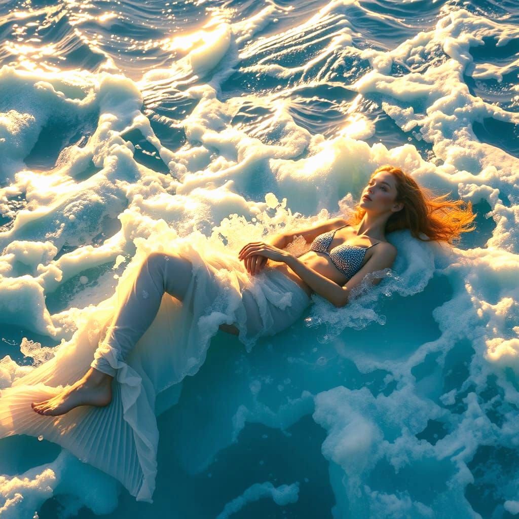 Sea Foam Mermaid on Foaming Wave Crest