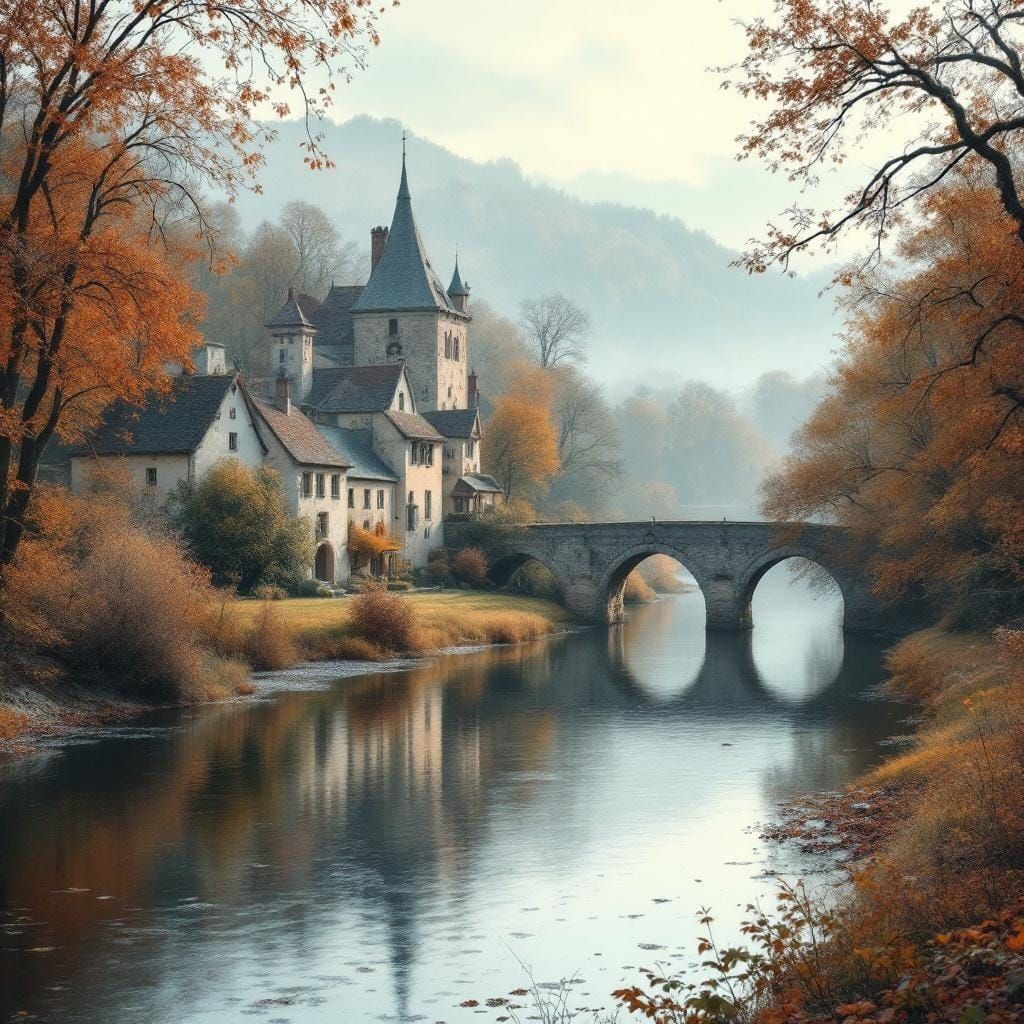 Charming Autumn River View in Rural France