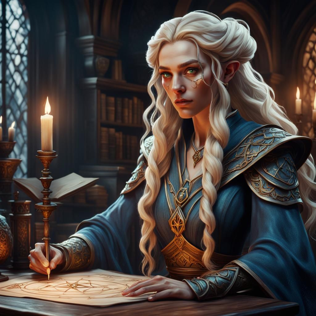 Fantasy Art: Young Female Dungeons and Dragons Wizard