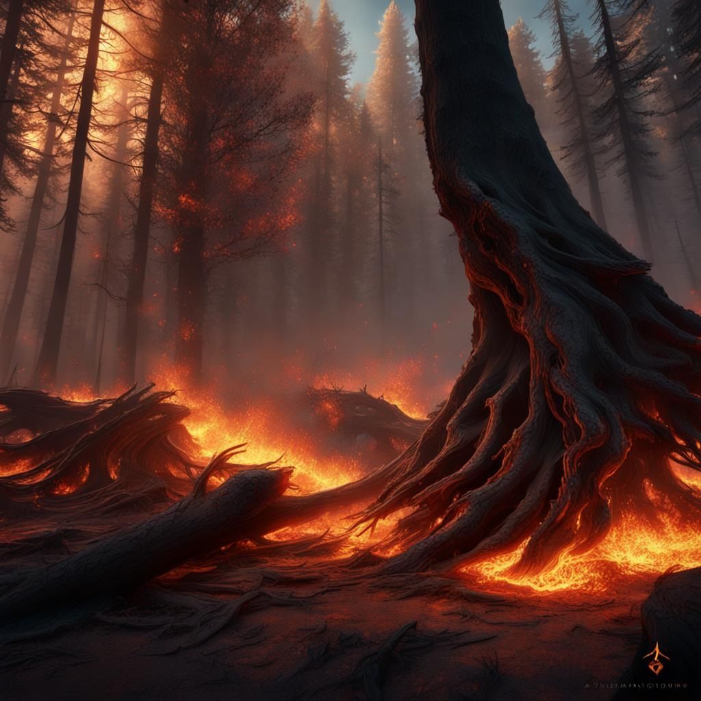 Dust Spirit Emerges from Burning Forest