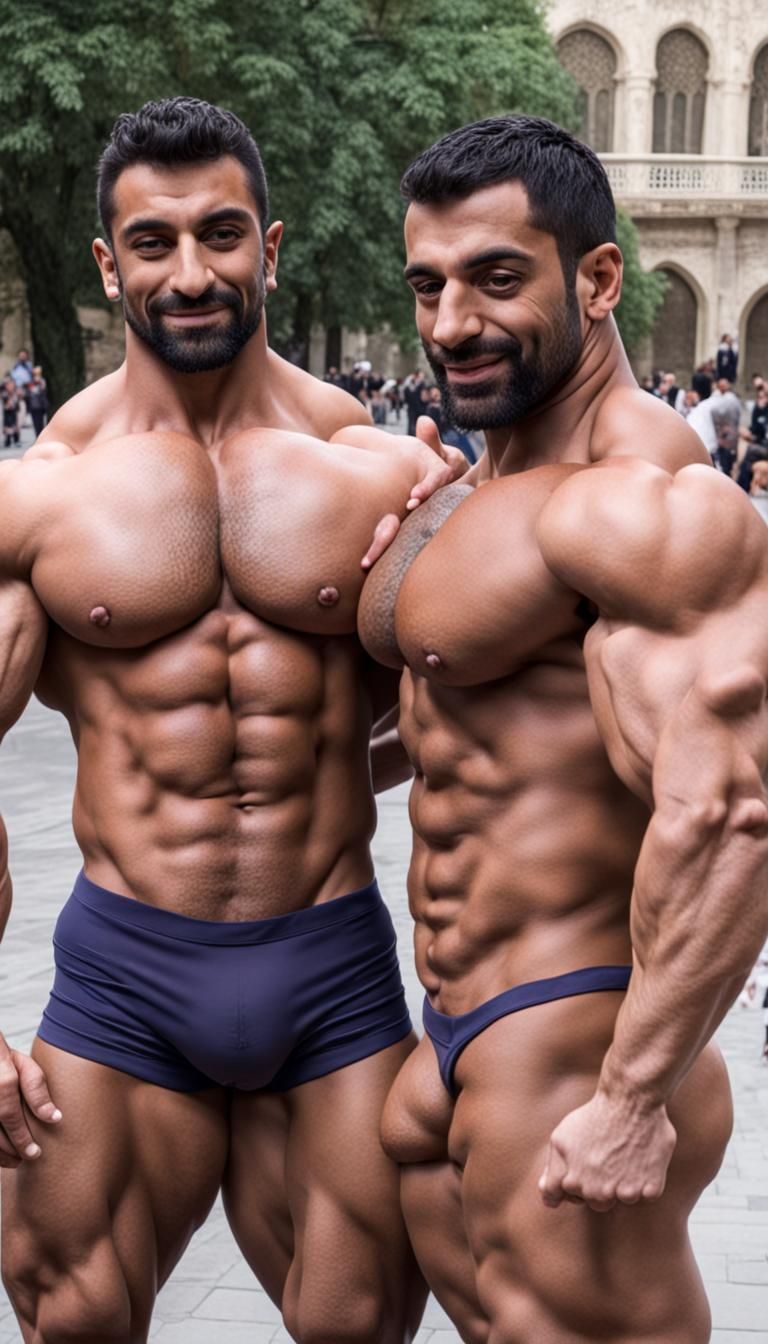 Bodybuilders Displaying Affection in Public