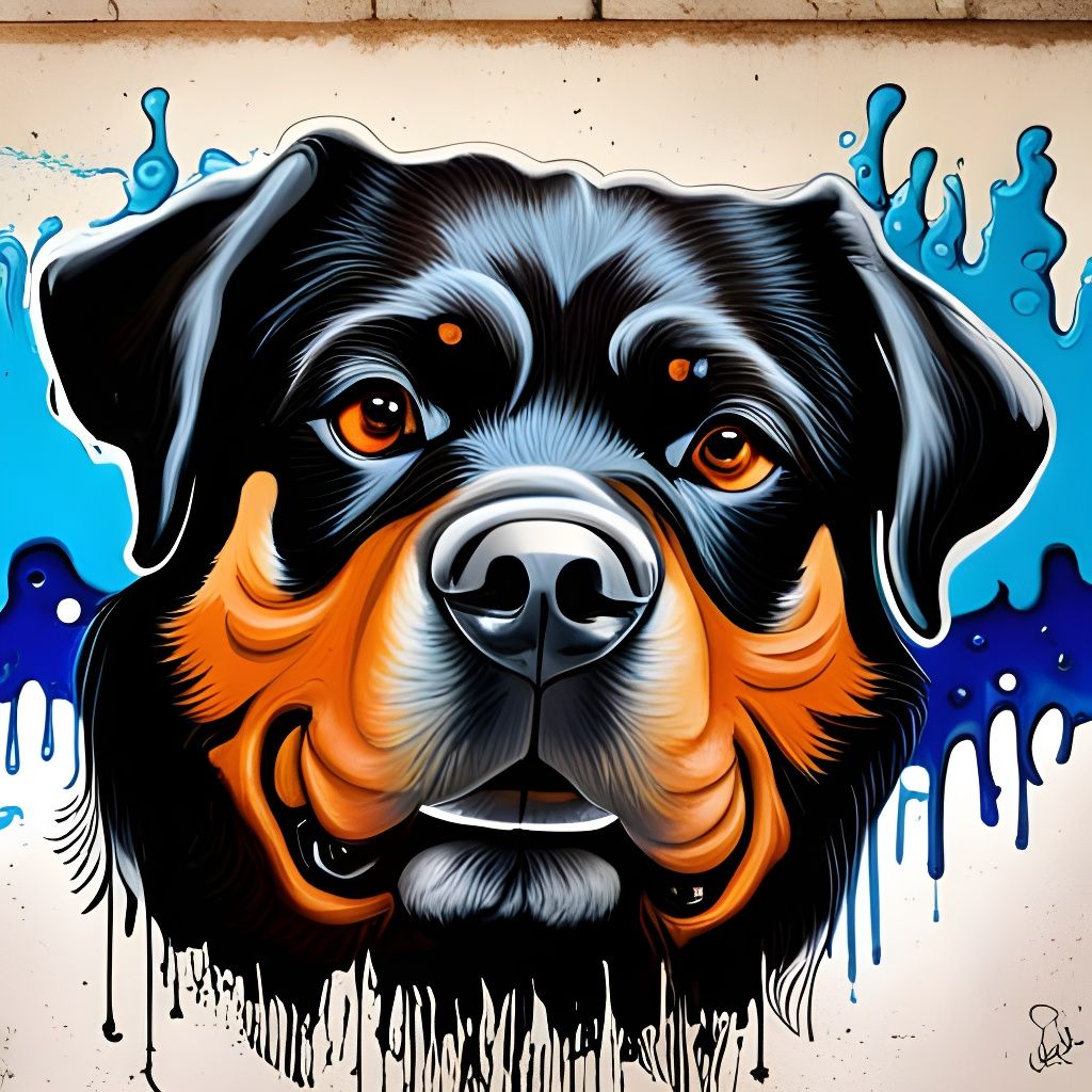 Colorful Rottweiler Graffiti Art in Street Style