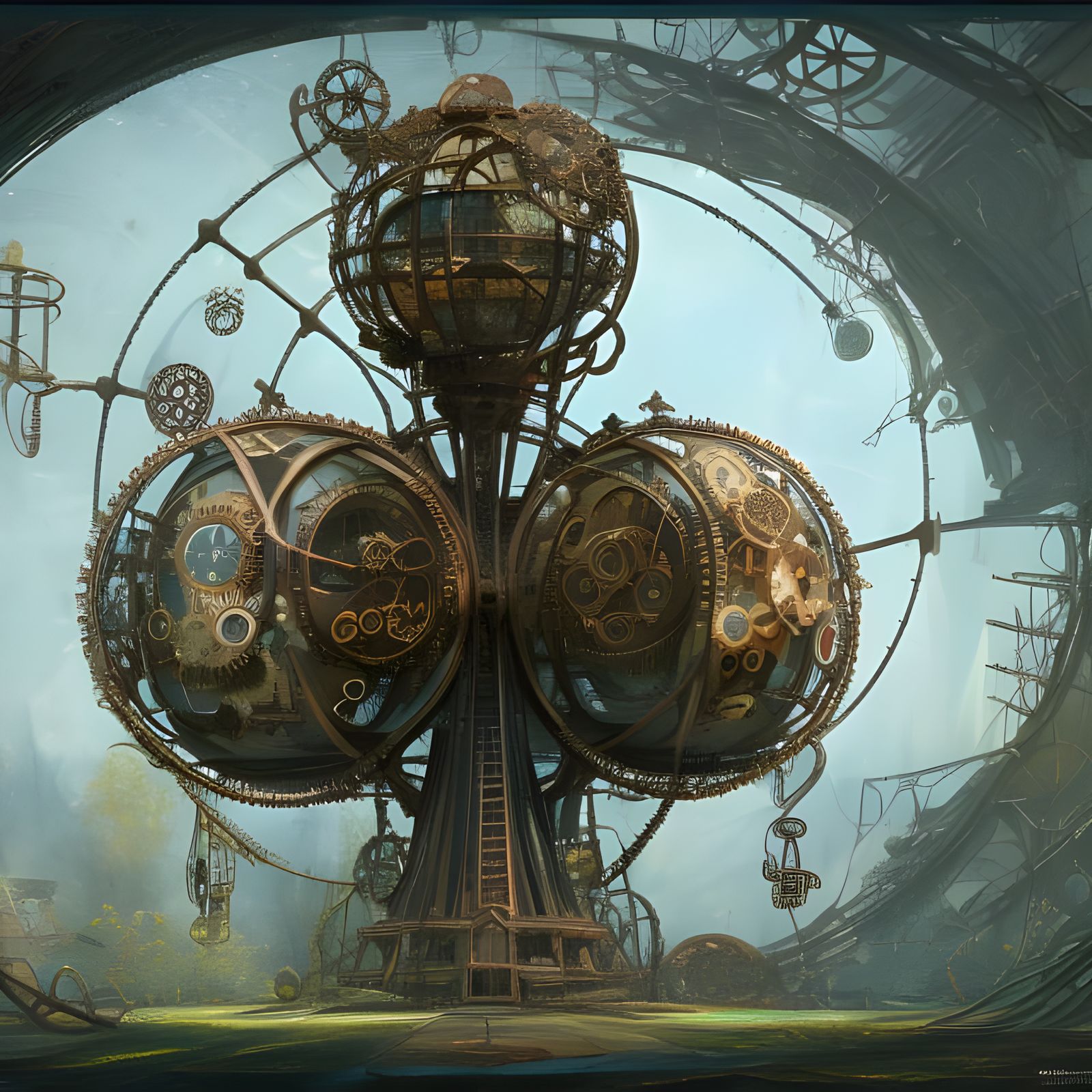 Steampunk Tree of Life Machine in Glass Ball