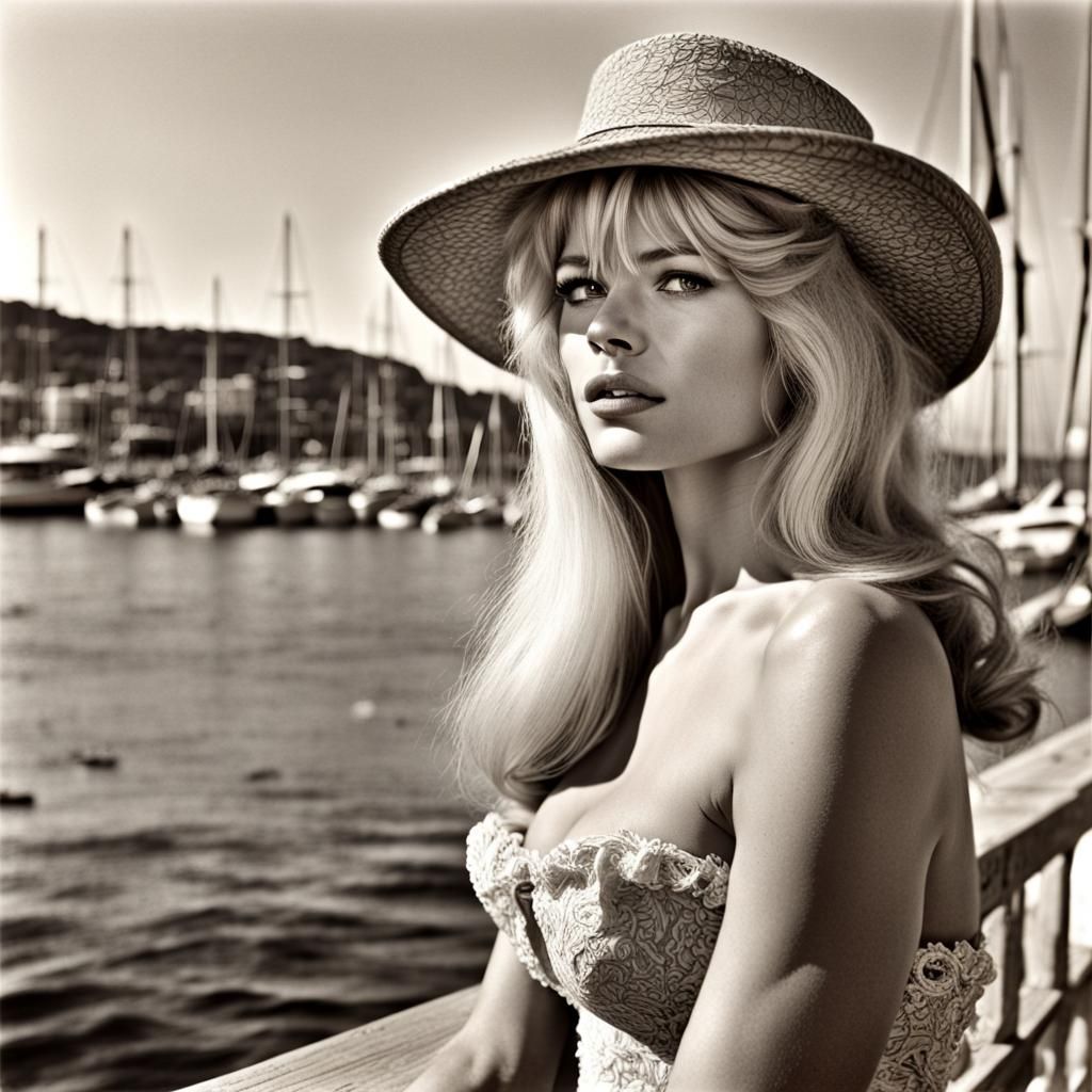 Brigitte Bardot in 1950s Saint-Tropez: Hyperrealistic Full S...