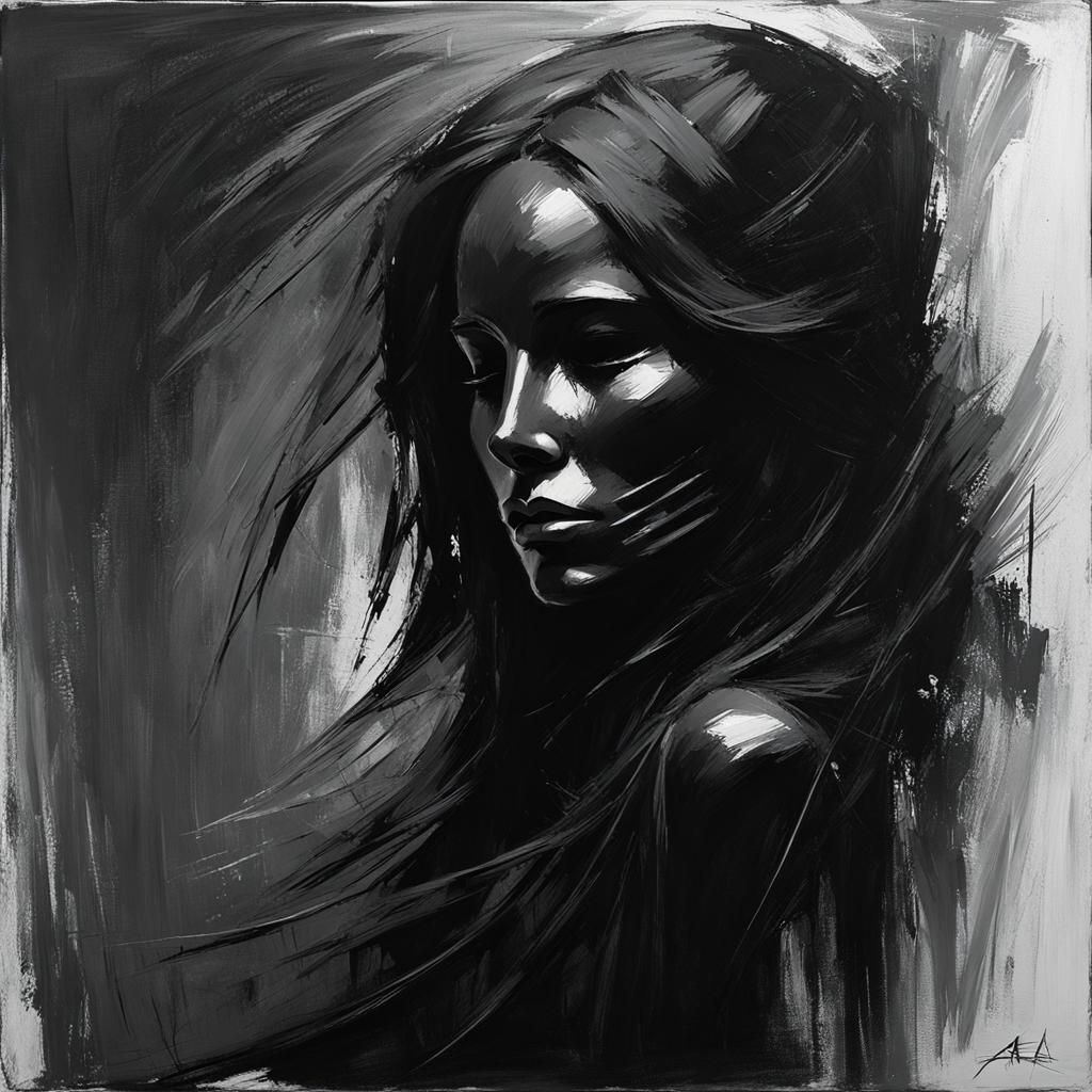 Girl in Death Mask: Textured Emotional Portrait