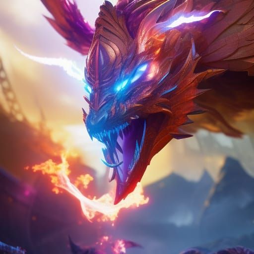 Fantasy Dragon with Storm, Detailed Concept Art