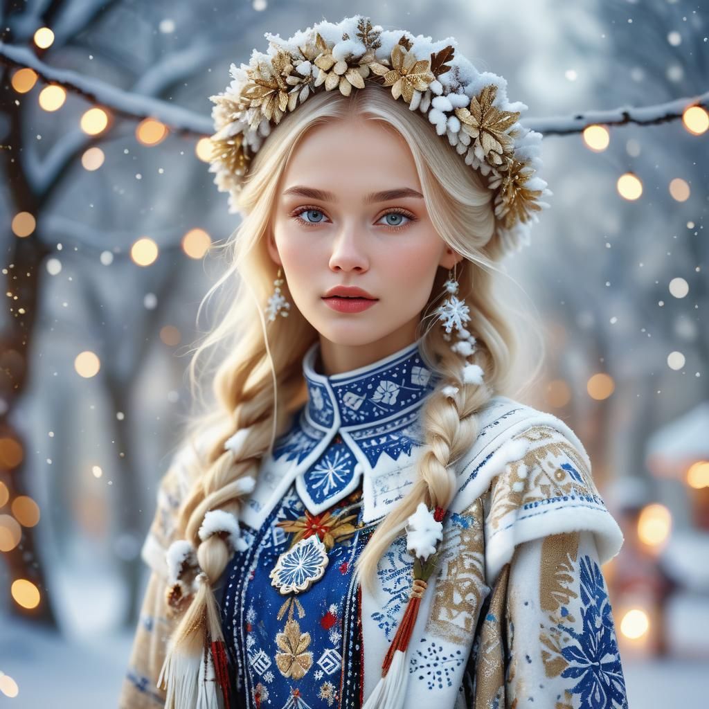 Russian Beauty in Snowy Moscow: Digital Portrait