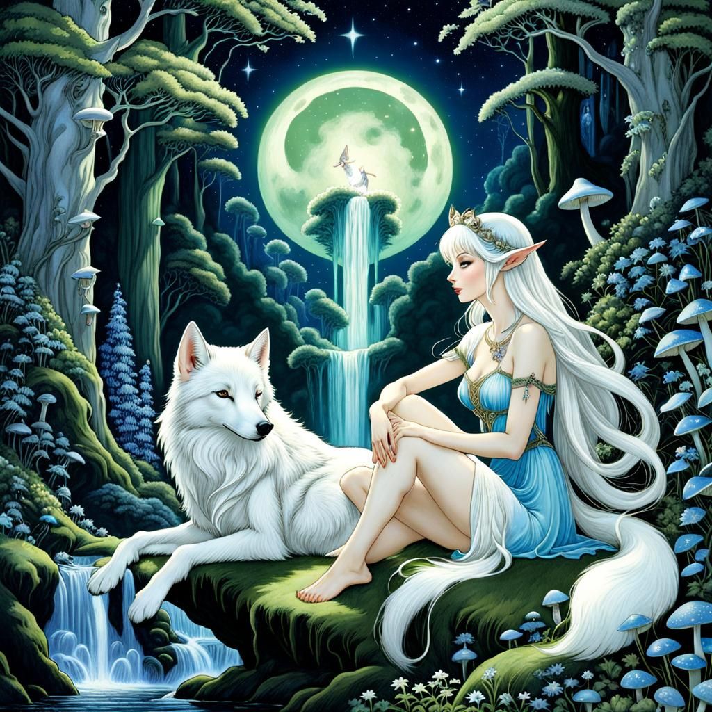 The love of a Wolf shared by a Mystical Elven Fairy Queen.