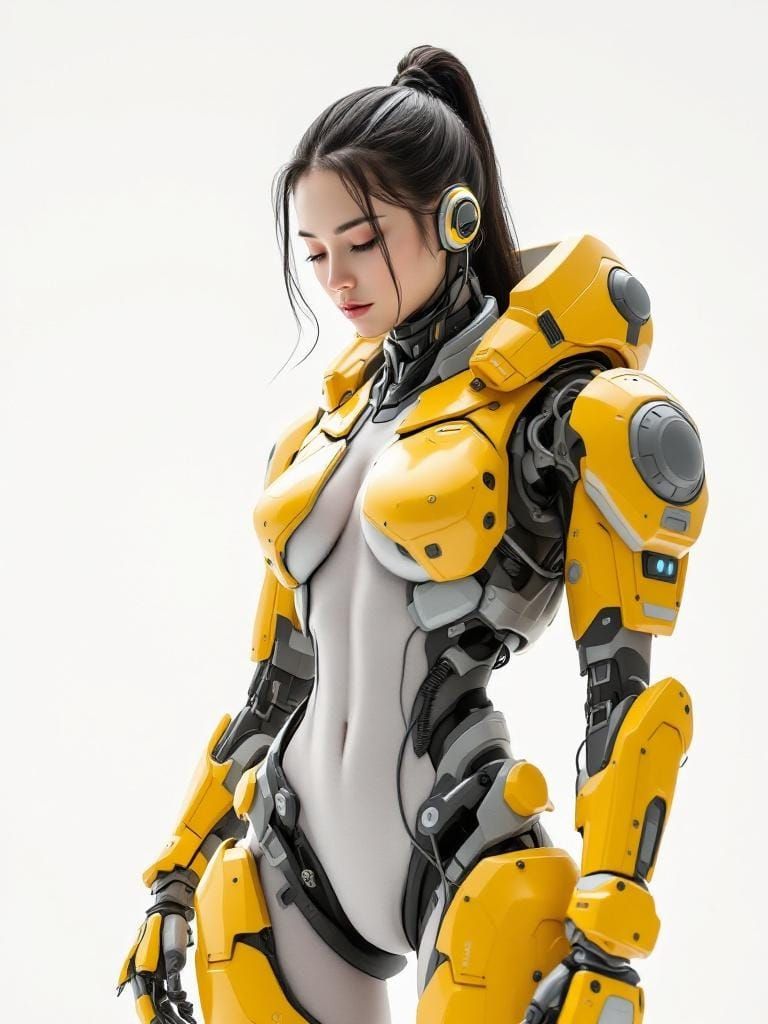 Woman in Yellow Exo-Suit Concept Art Portrait