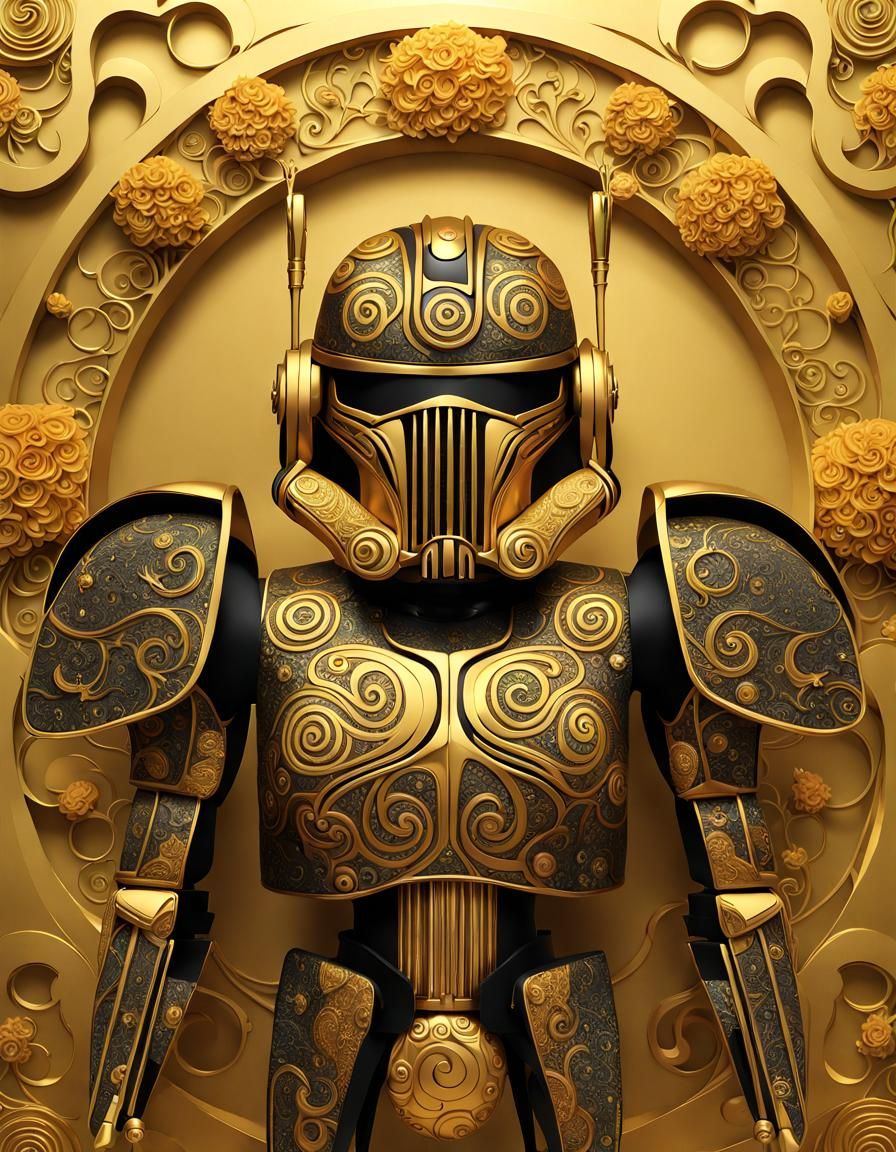 Golden Bumblebee in Art Nouveau Style