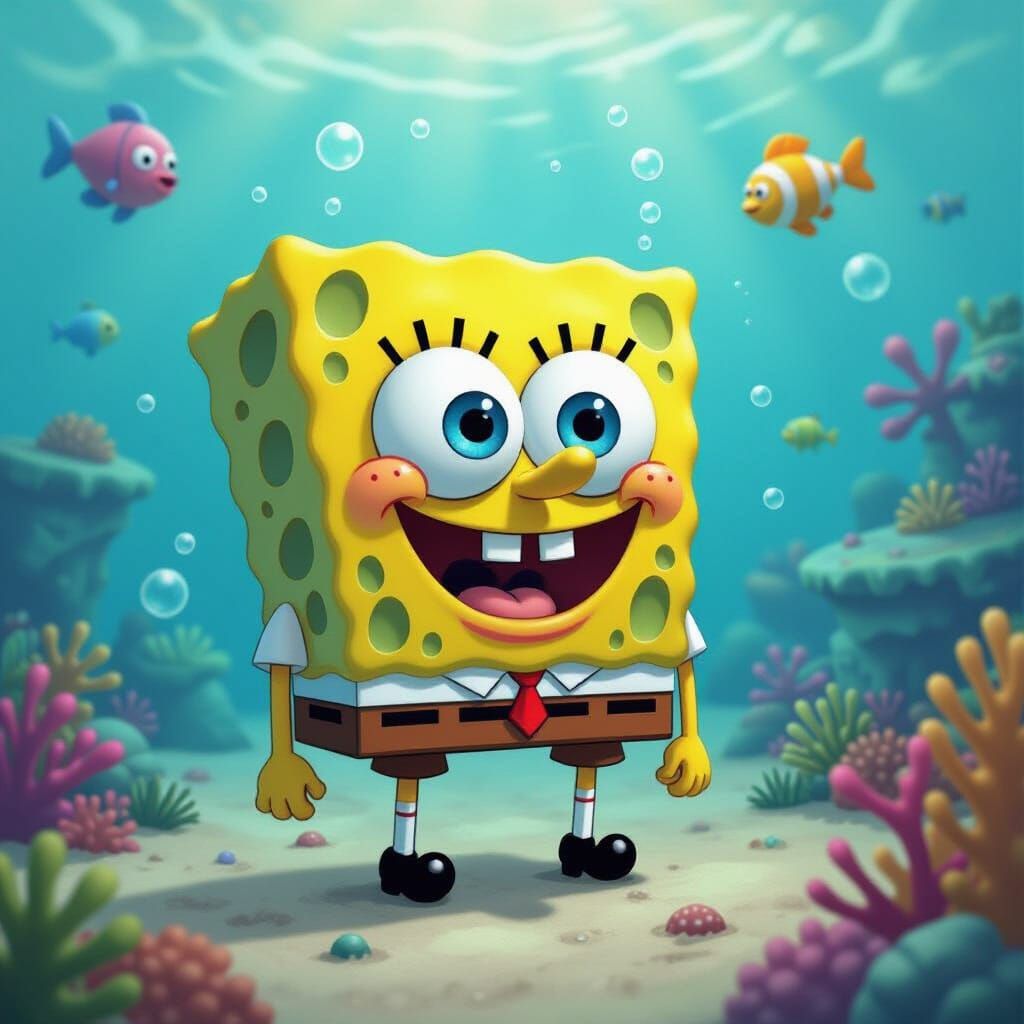 SpongeBob Explores Bikini Bottom in Whimsical Style