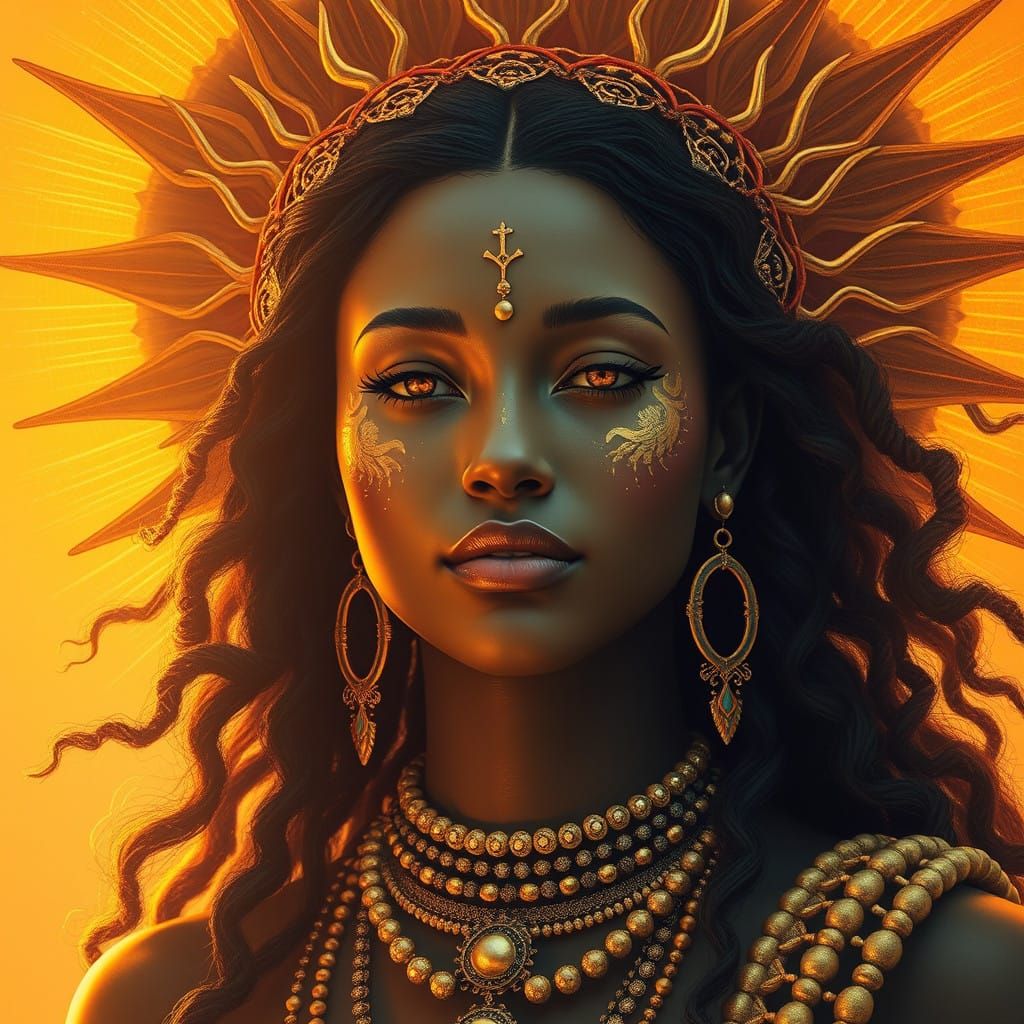 A Radiant Melanated Goddess Illuminates the Sun
