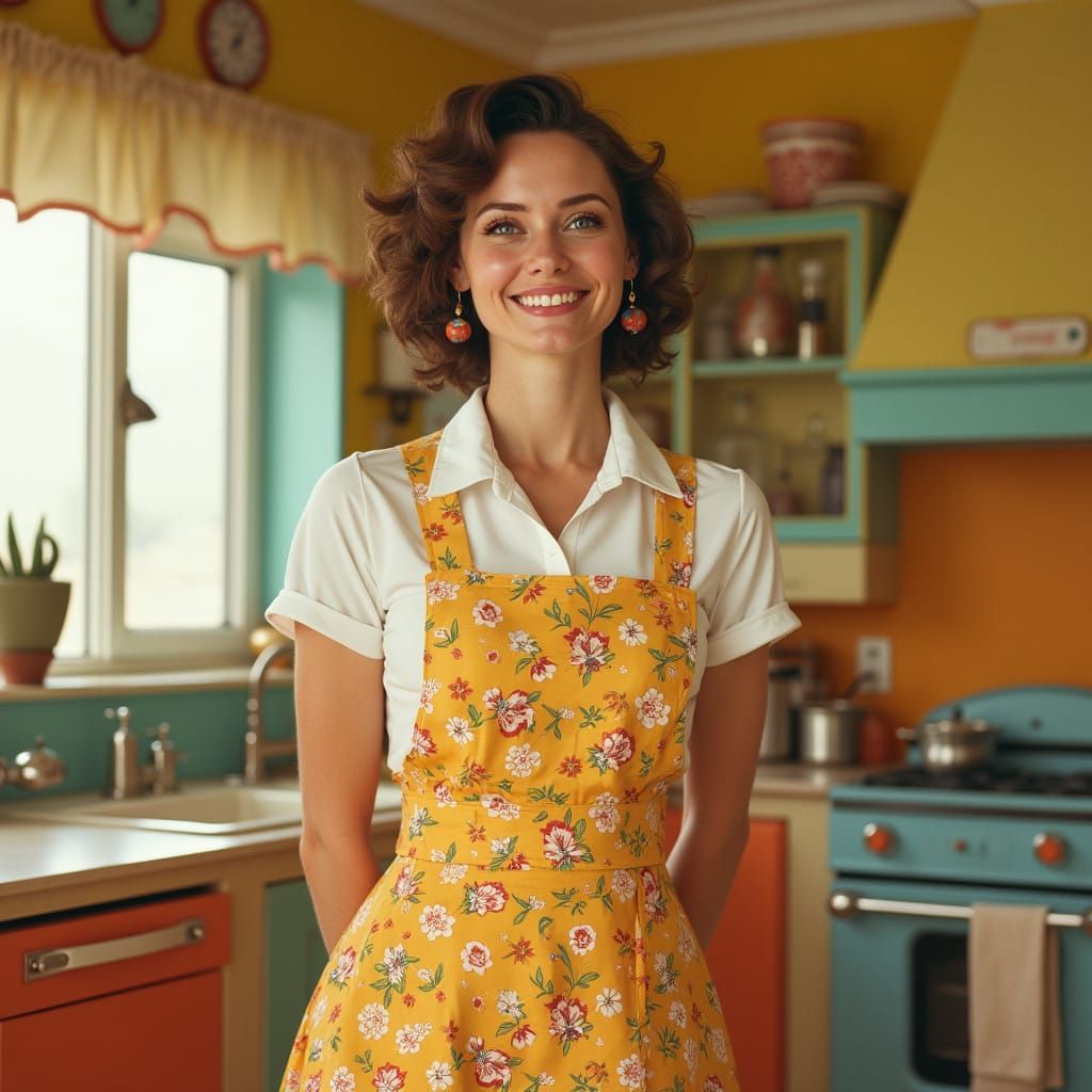 Confident Crossdresser Housewife in Warm Kitchen