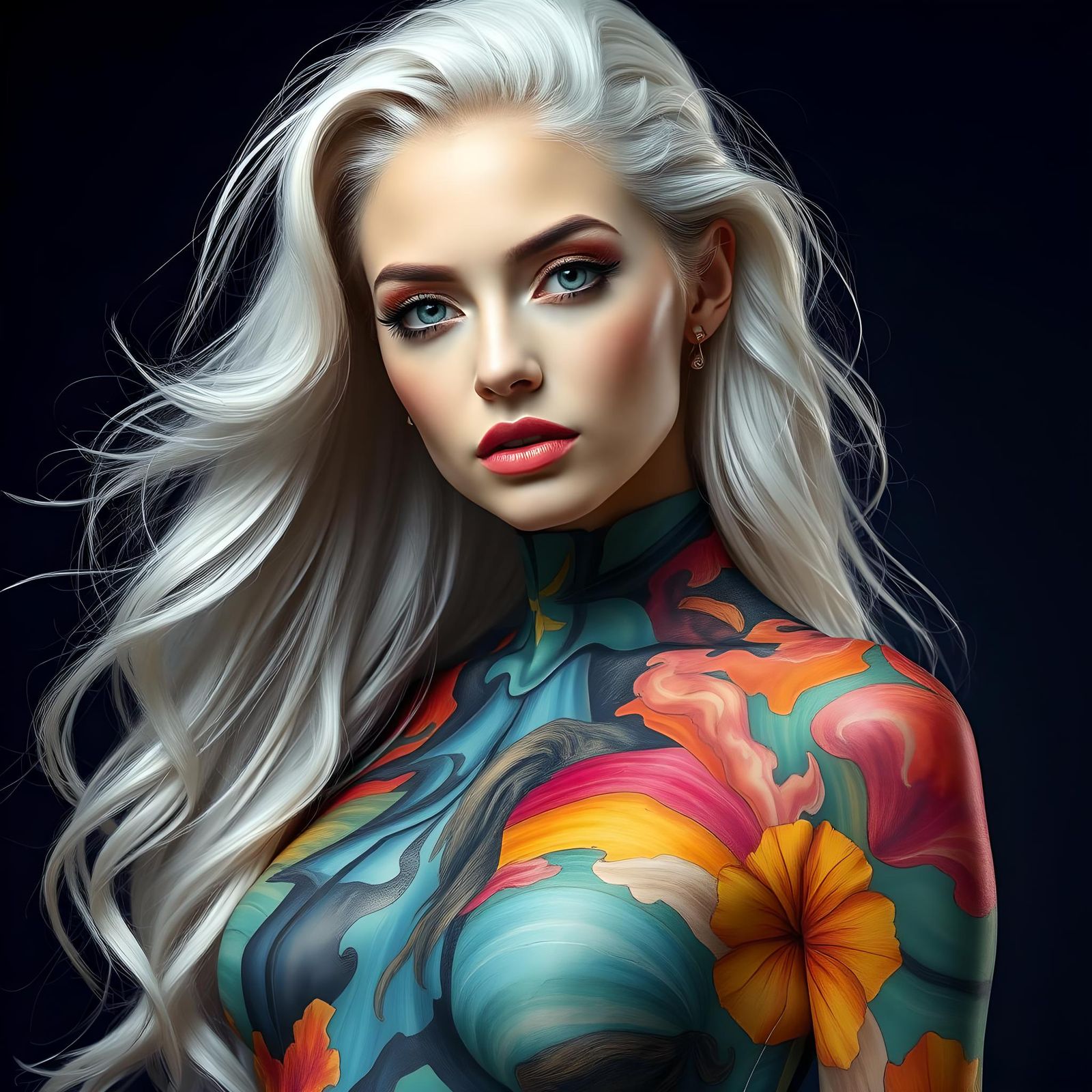 Surreal Haute Couture Woman in Abstract Color Design