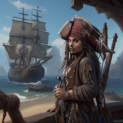 Detailed Matte Painting of Jack Sparrow