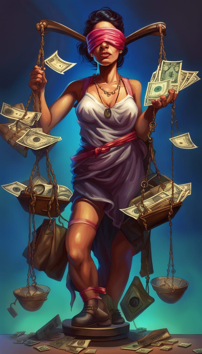 Corrupted Lady Justice with Scales of Justice