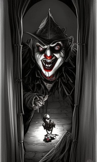 Creepy Clown Villain Peeking Around Corner