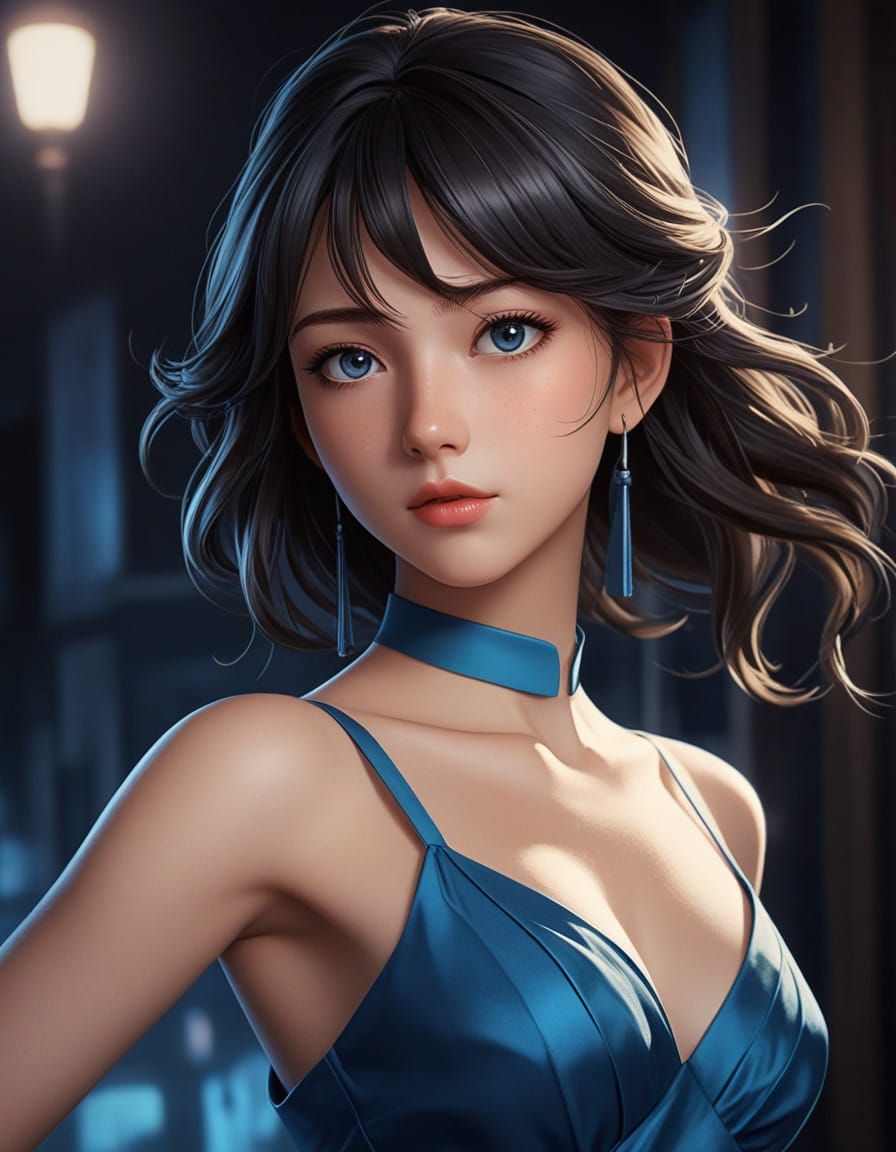 Ethereal Anime Goddess with Sapphire Eyes