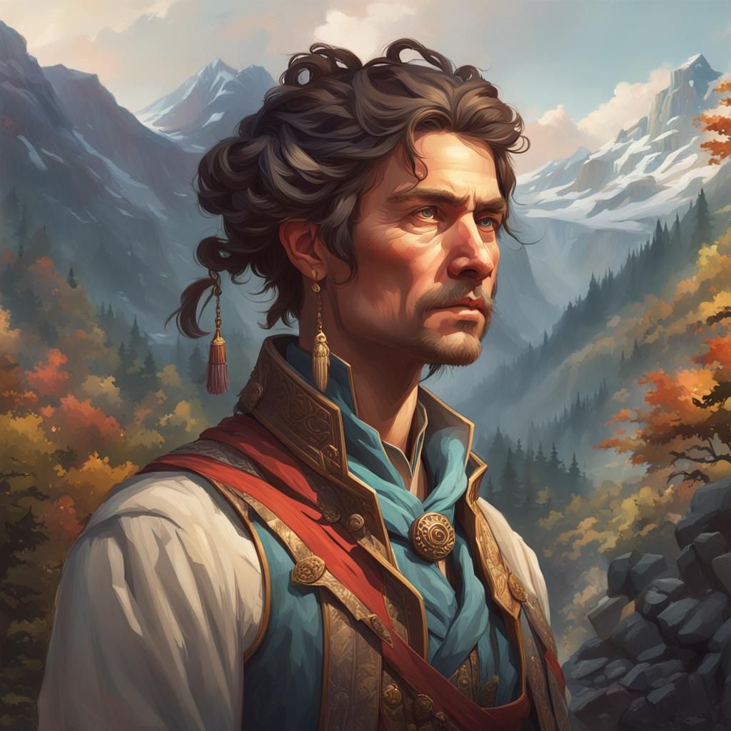 Mountain Culture Portrait in Hyperdetailed Art Style