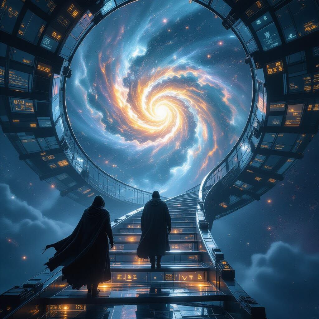 Cosmic Staircase Ascending into a Spiral Galaxy