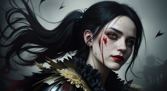 Photorealistic Harley Quinn Surrounded by Dandelions in a Ma...