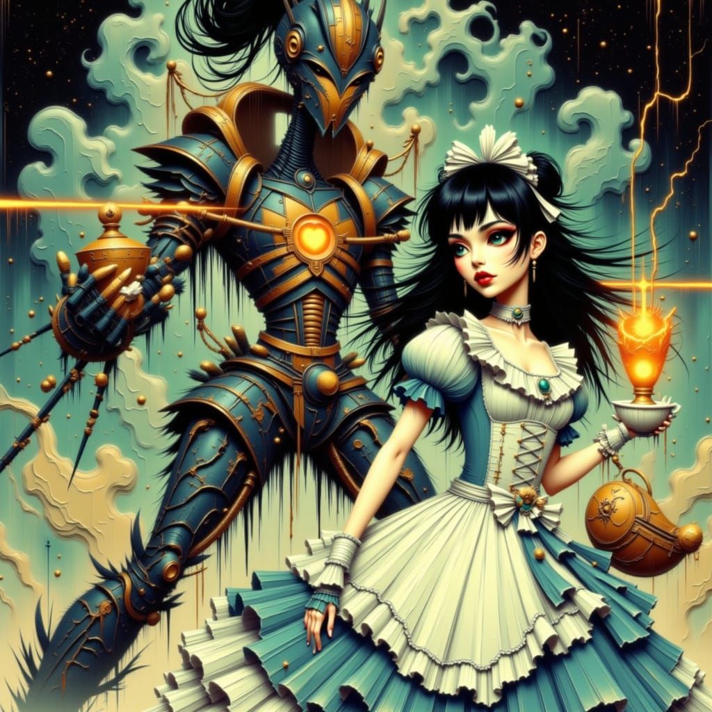 Anime Alice Battles Giant Robot Queen of Hearts