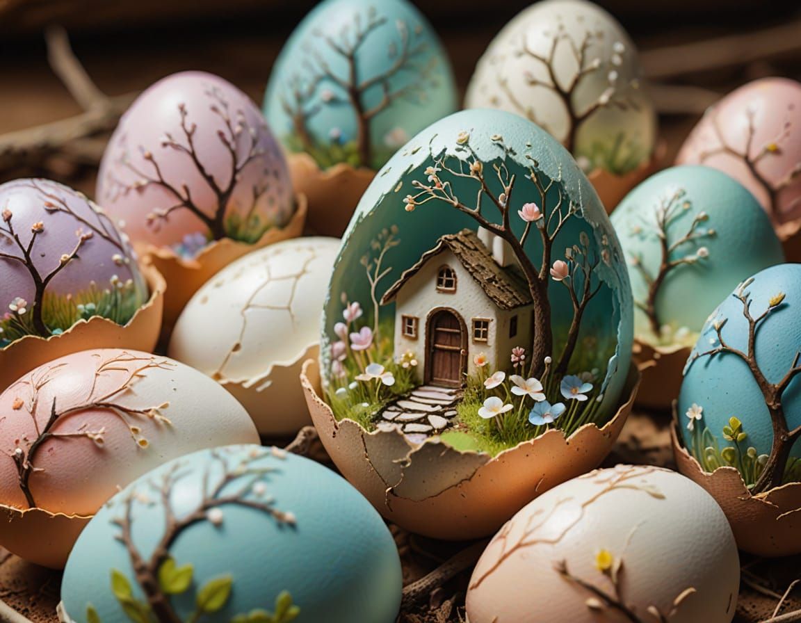 Miniature Worlds in Eggshells: Whimsical Macro Photography