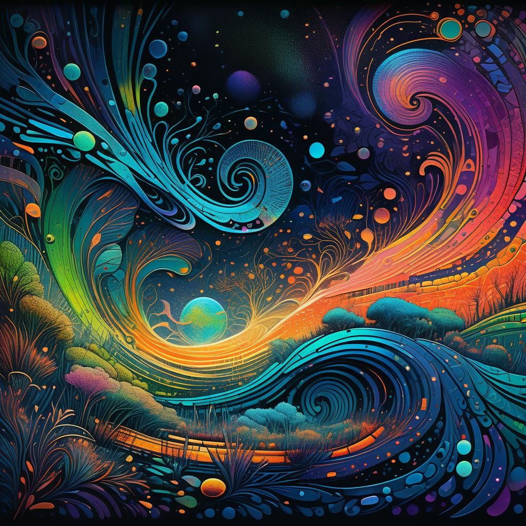 Colorful Organic Neurographic Art Nouveau Abstraction