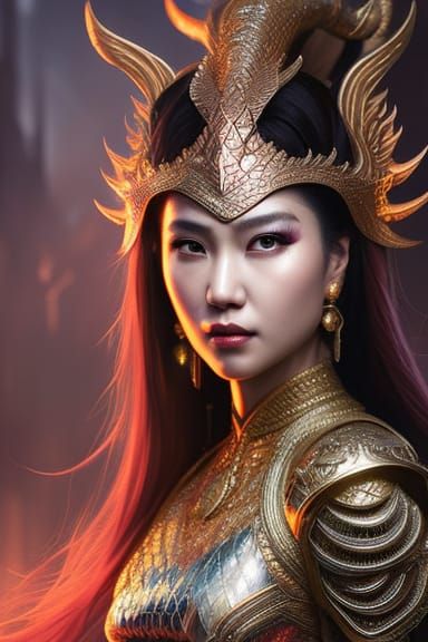 Dragon Princess: Detailed Pencil Sketch Portrait