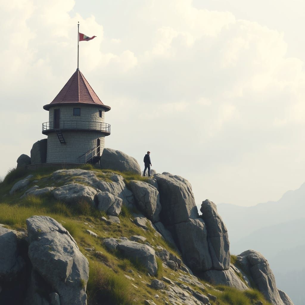 Ethereal Tower Climb in a Dreamlike Aesthetic