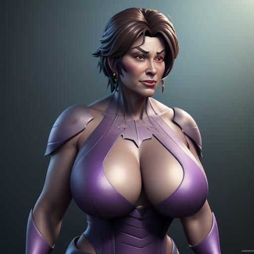 Middle-Aged Woman with Large Breasts as Pixar-Style 3D Art