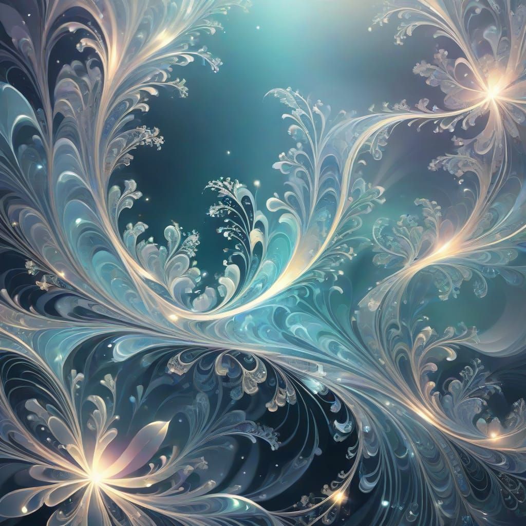 Intricate Iridescent Fractal Beauty in Futuristic Nighttime ...