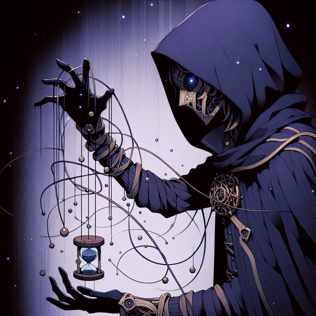Anime Figure Manipulating Time with Hourglass