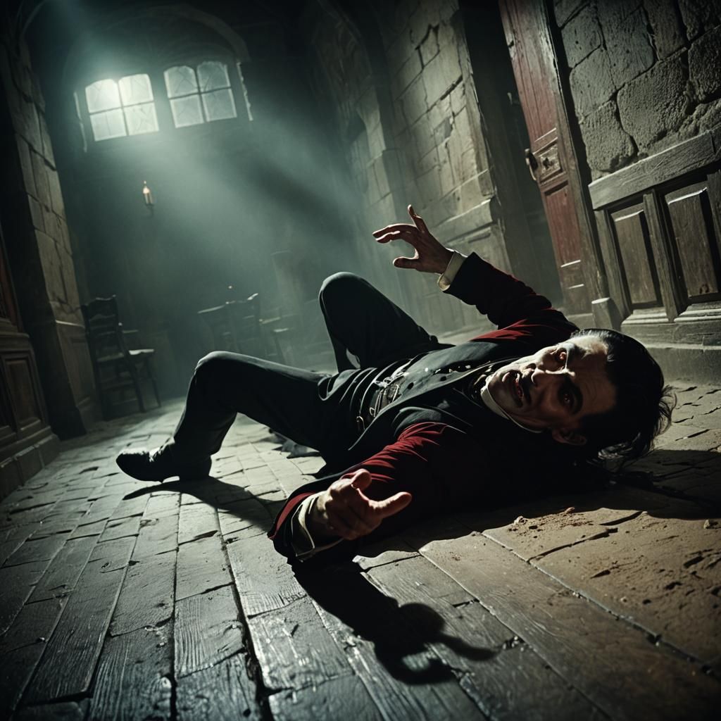Dracula's Downfall: A Cinematic Gothic Horror Scene