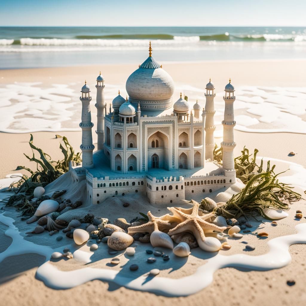 Hyperlapse Photo of Taj Mahal Sandcastle