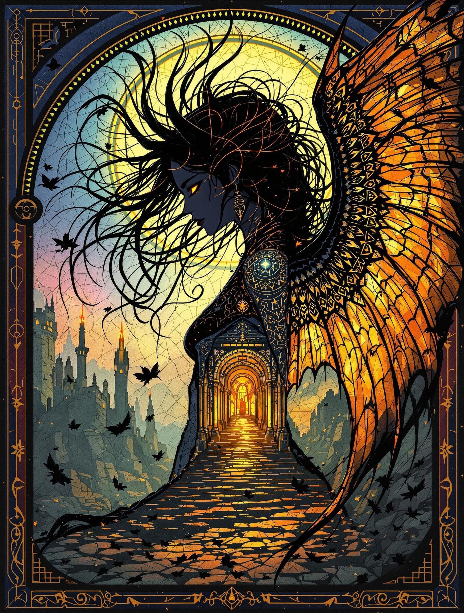 Celestial Demon in Ruins of Sacred Temple