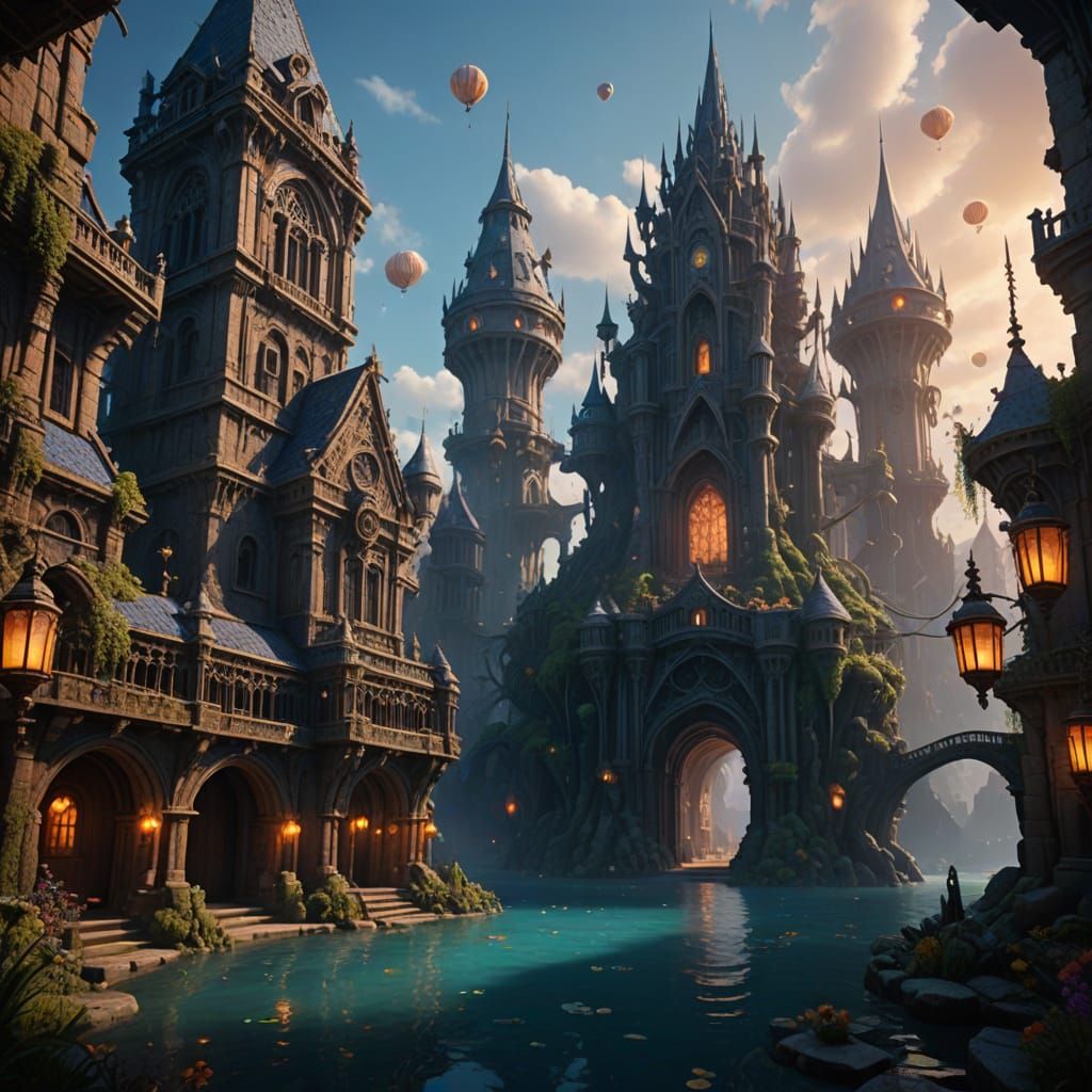 Fantastical Underwater Metropolis in Vibrant, Dreamlike Styl...