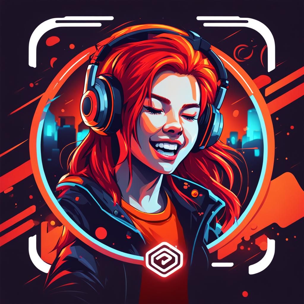 Gaming Logo: Red-Haired Girl's Furious Rage