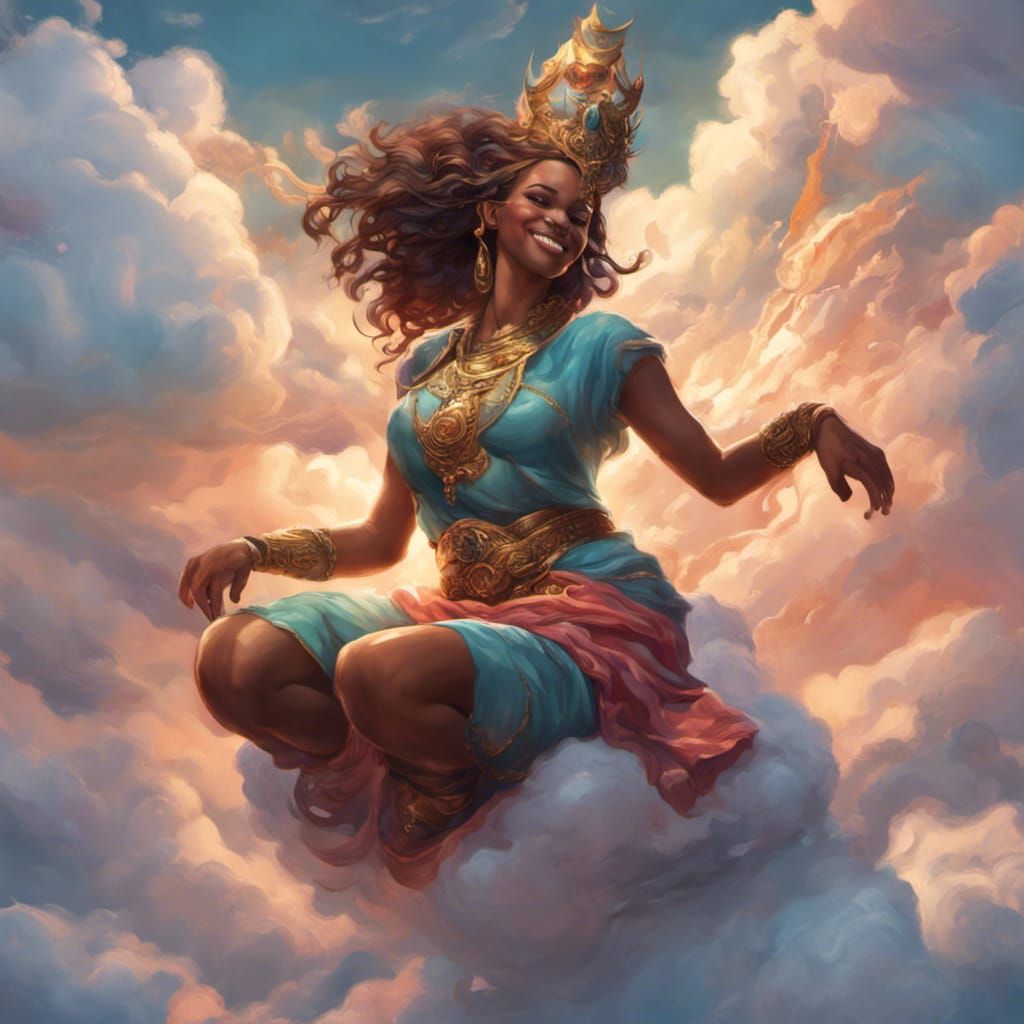 Air Genie on Cloud in Hyperrealistic Style