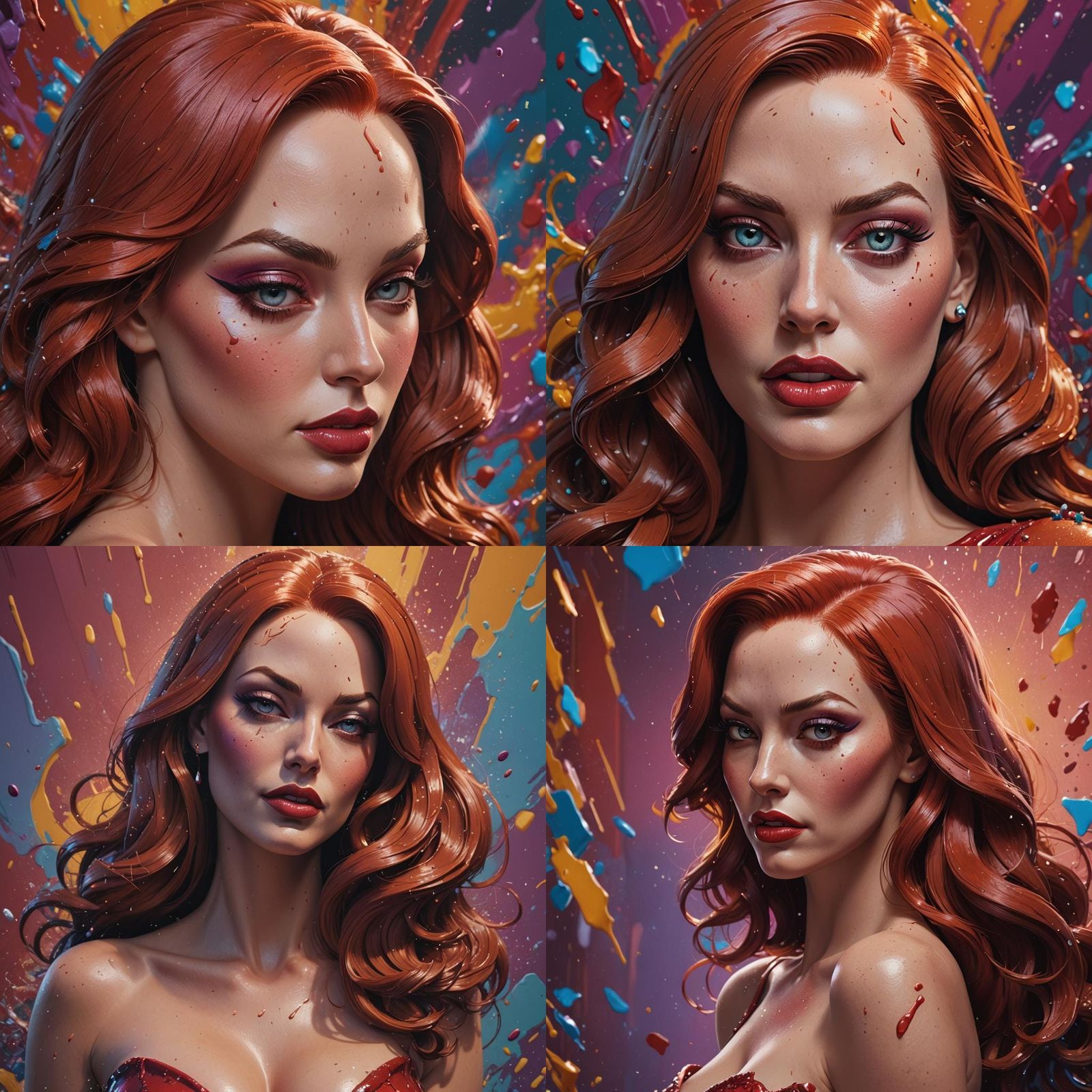 Hyperrealistic Jessica Rabbit Splash Art Portrait