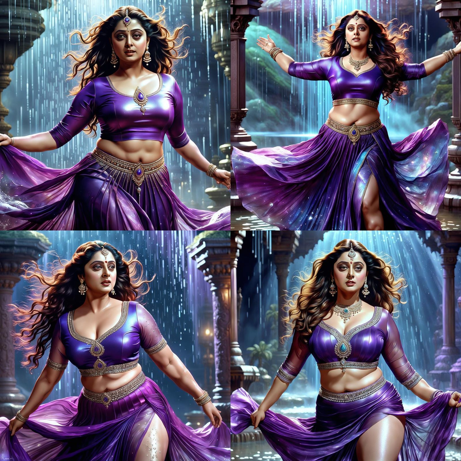 Indian Actress in Satin Skirt: Fantasy Concept Art