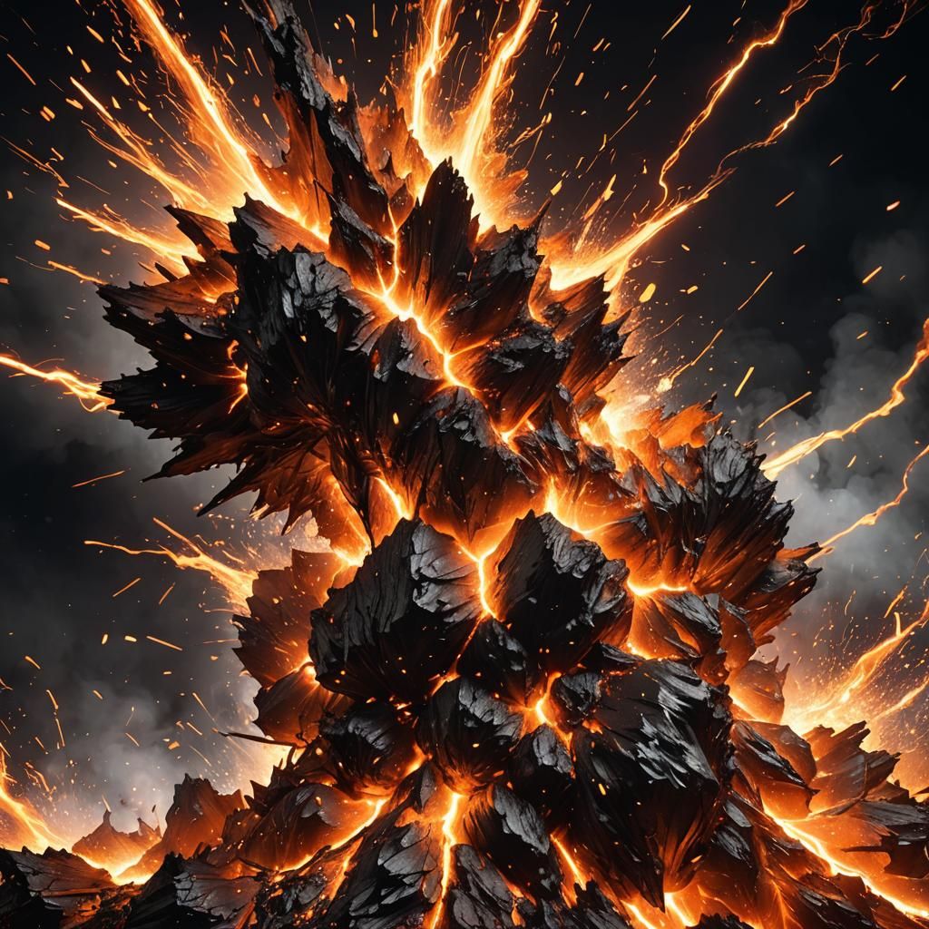 Surreal Cosmic Portrait of Molten Metal and Sparks