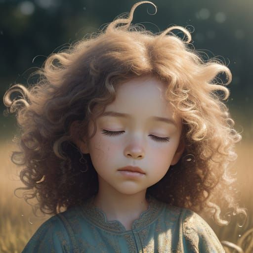 Dreamy Child in Warm, Colorful Landscape