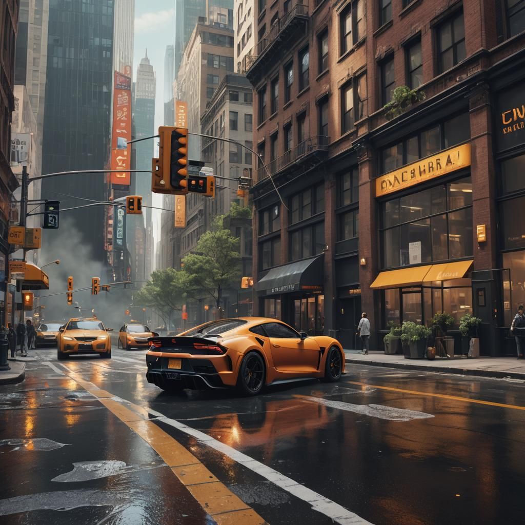 Manhattan Sports Car: Detailed Matte Painting