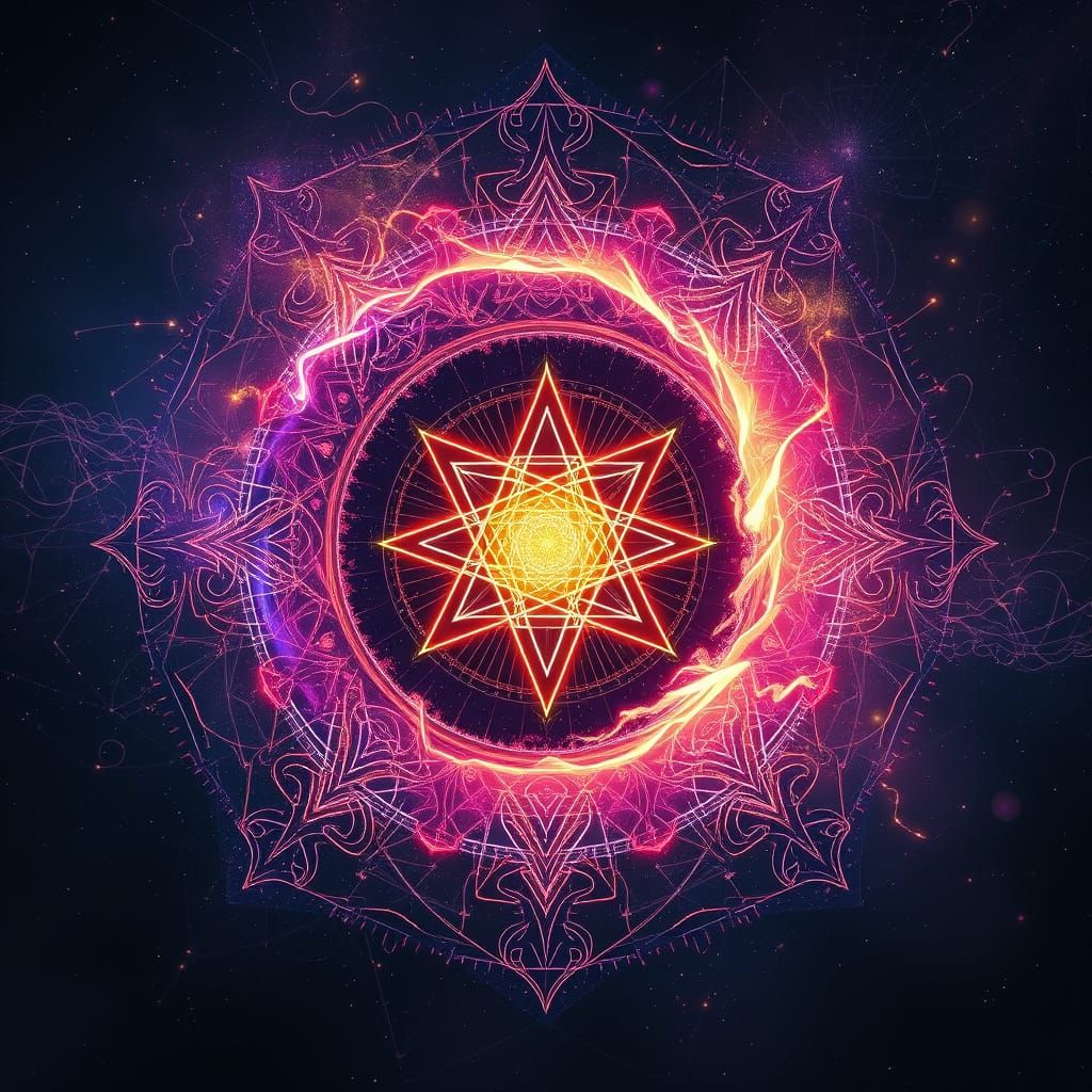 Cosmic Harmony in Neon Light